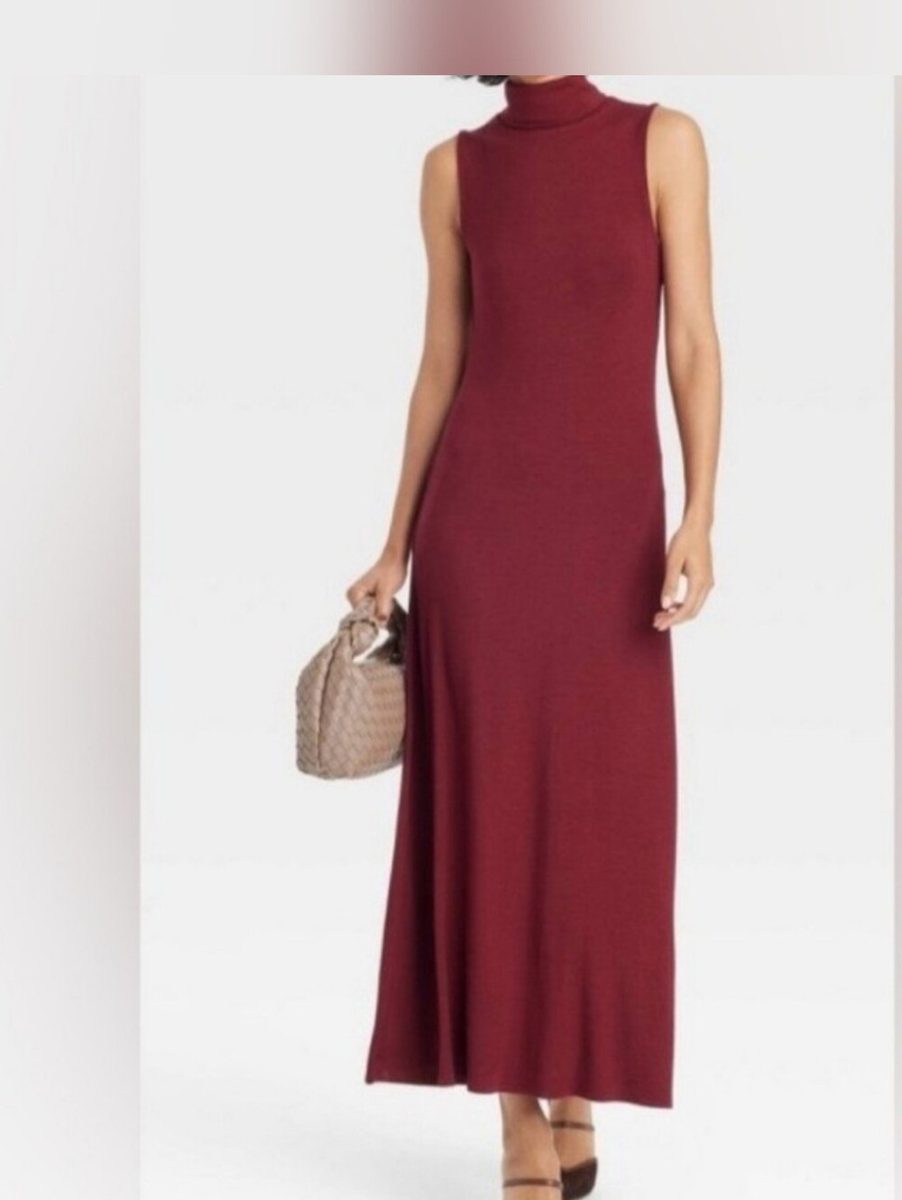 a new day Sleeveless Turtleneck Maxi Dress in Burgundy